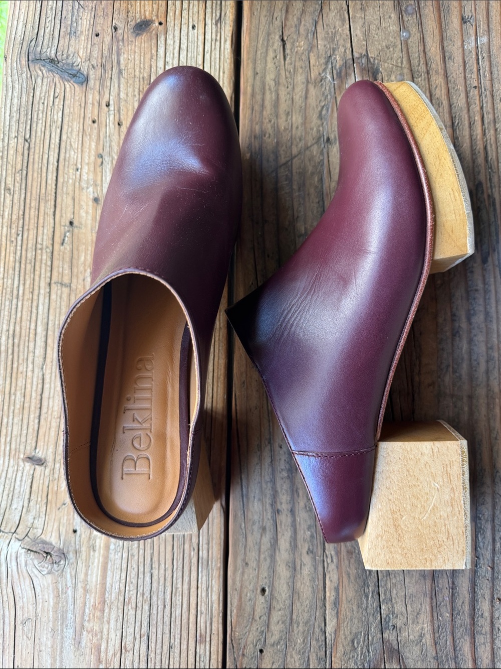 Beklina Burgundy Leather Mule Heels